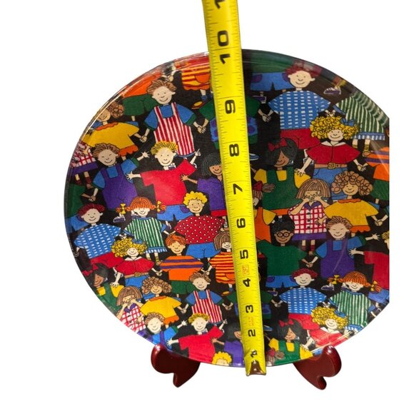 Colorful Laminated Decorative Glass Plate With Hand-Holding Children Design 12" - Picture 2 of 6